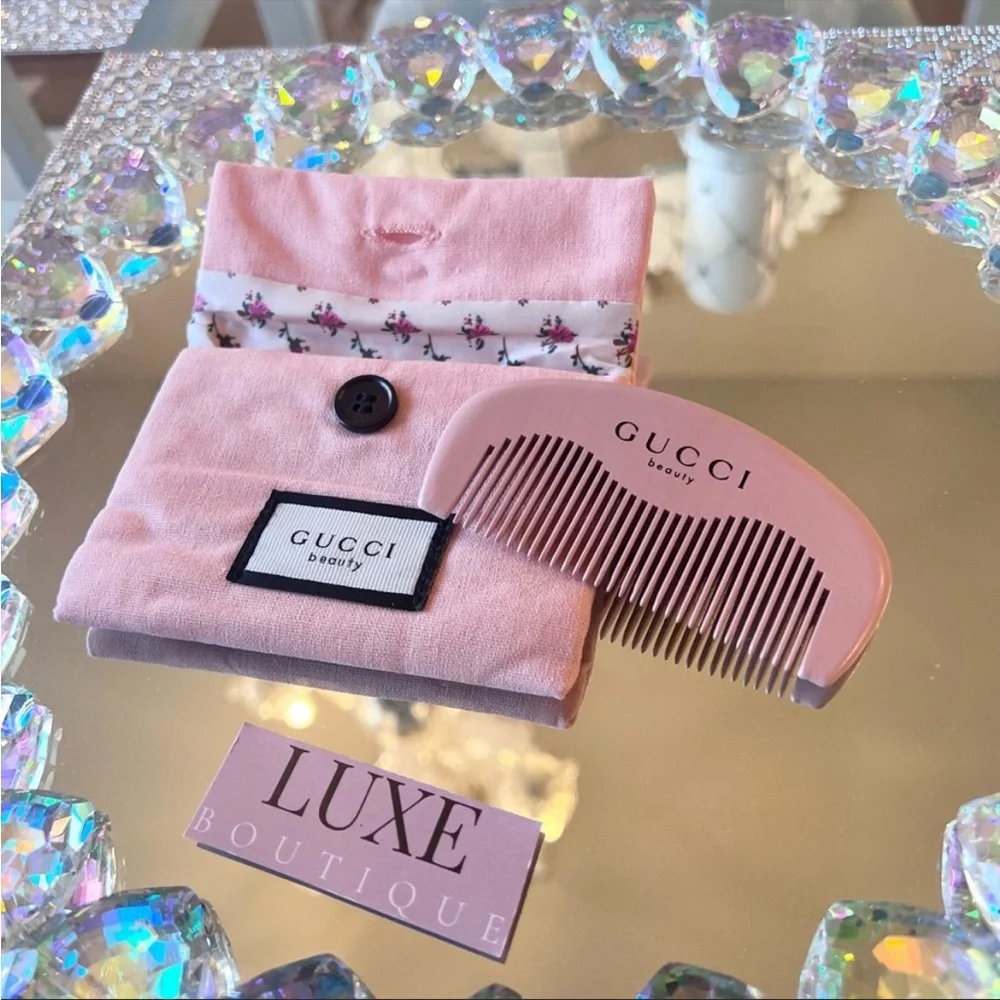 💎 GUCCI Beauty Pink Hair Comb + Travel Pouch Floral NEW Gift Glam Luxe